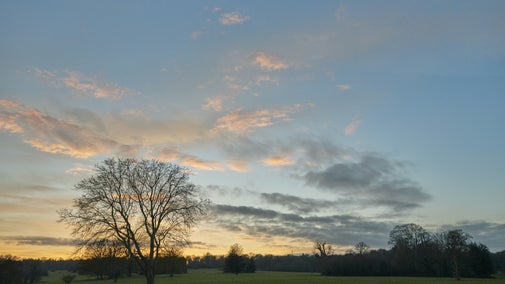 Sunset over the parkland at Basildon Park, Berkshire